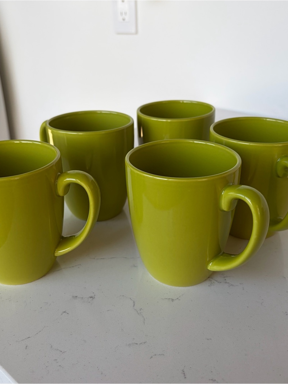 Corelle Coordinates Lime Green Retro Stoneware Coffee Mug Tea Cup 12 oz Set Of 5 - Picture 5 of 5